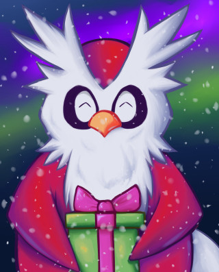 Cartoon bird christmas present snow - its hand free wallpaper for mobile