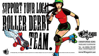Roller derby skater bird typographic - brian despain free wallpaper for desktop