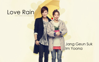 Man woman umbrella flowers yellow - their hand free wallpaper