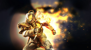 Futuristic man suit sword flame - explosion free wallpaper for desktop