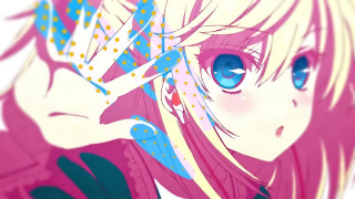 Anime girl blue eyes pink 3 - a blue eye free wallpaper