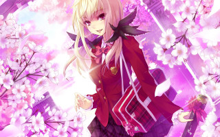 Anime girl red coat purple - a anime girl free wallpaper for desktop