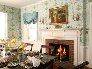 Dining room fireplace table place - room free wallpaper