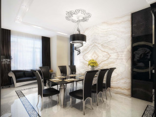 Dining room glass table black - art deco free wallpaper