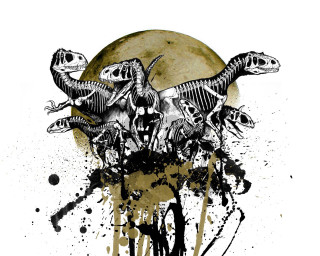 Skeletons horse full moon paint - a drawing of a group free wallpaper for desktop