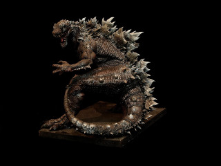 Godzilla statue wooden base black - adam rex free wallpaper
