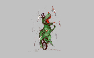 Dinosaur riding bike top hat - a top hat free wallpaper