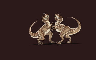 Two dinosaurs facing touching necks - cute free wallpaper for desktop