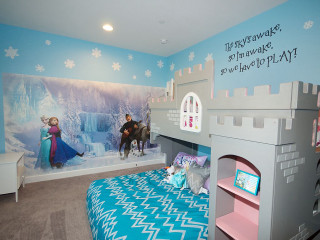 Childs bedroom castle bed mural - a snowy background free wallpaper