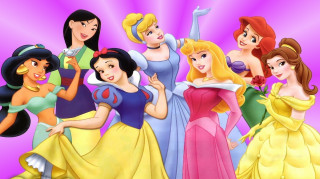 Disney princesses group pointing together - the other pointing free wallpaper