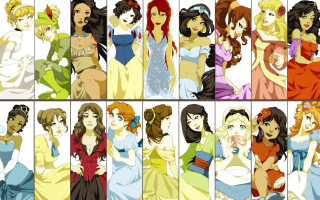Princesses cartoon outfits colors series - different outfit and colors free wallpaper