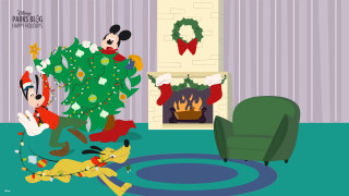 Mickey goofy christmas tree decorating - a fireplace free wallpaper