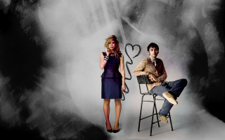 Man woman chair heart picture - free love wallpaper