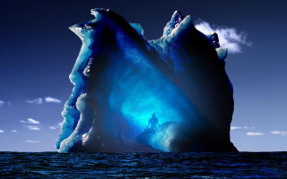Large iceberg man standing water - artur grottger free wallpaper