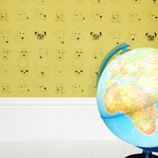 Globe dog drawing wall pattern - a globe free wallpaper