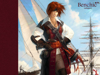 Pirate man boat sword ship - charlie bowater free wallpaper