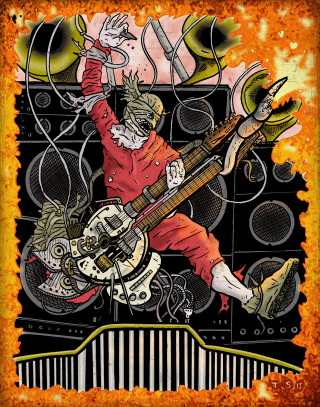 Man playing guitar stage microphone 4 - a stage free wallpaper for mobile