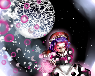 Girl pink hat polka dot - a white ball free wallpaper