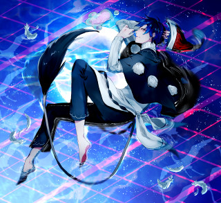 Anime character chair hat blue - a hat free wallpaper for tablet