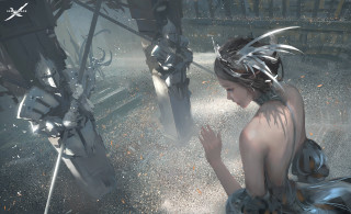 Woman dress floor horse statue - a floor next free wallpaper