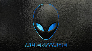 Alienware logo black surface blue - alien free wallpaper