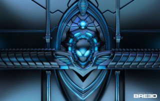 Futuristic blue background metal structure - art deco free wallpaper