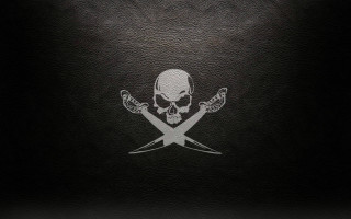 Black leather skull crossed swords - the front free wallpaper for desktop