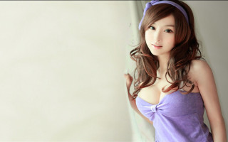 Woman purple dress ponytail bow 2 - chen lu free wallpaper
