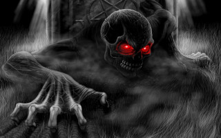 Creepy skeleton red eyes dark - dark art free wallpaper