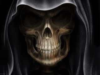 Skeleton hooded hood head image - a skeleton free wallpaper for desktop