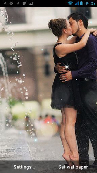 Man woman kissing fountain water - a fountain free wallpaper for mobile