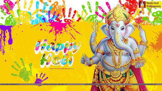 Ganesha colorful paint splatters holi - colour free wallpaper for desktop