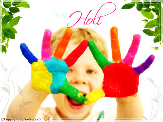 Happy holi child hands face - a child free wallpaper for desktop