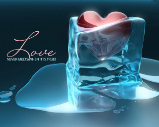Glass ice heart water droplets - true free wallpaper