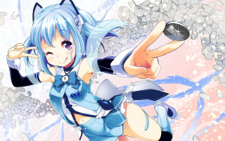 Anime blue hair cat ears - a camera free wallpaper