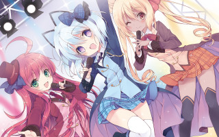 Anime girls stage lights microphone 2 - a stage free wallpaper