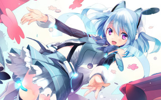 Anime blue hair cat costume - a manga drawing free wallpaper for desktop