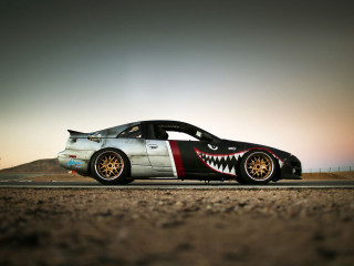 Sharkmouth car road mountain graffiti - andrew bell free wallpaper
