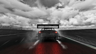 Car driving road cloudy sky - motion blur free wallpaper