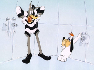 Cartoon character dog costume funny - a cat in the background free wallpaper