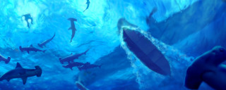 Sharks swimming blue ocean man - a blue ocean free wallpaper