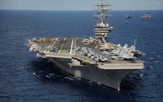 Aircraft carrier ocean ships helicopter - the deck free wallpaper