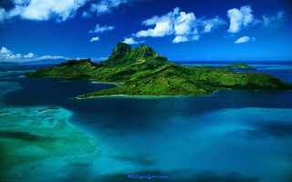 Small island water clouds blue 2 - beautiful scenery free wallpaper