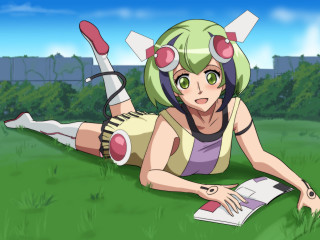 Girl laying ground book headphones - orphism free wallpaper for desktop