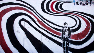 Man spiral wall car background - public works mural free wallpaper