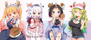 Anime girls horns dresses three - horn free wallpaper for desktop