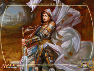Woman armor sword shield white - magic free wallpaper