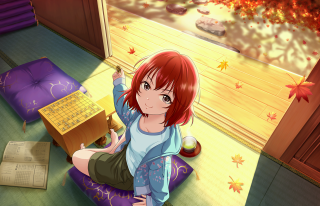 Girl purple cushion room couch - official art free wallpaper for desktop