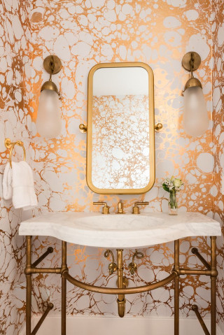 Bathroom marble sink gold accents - maximalism free wallpaper for mobile