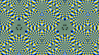Blue yellow pattern black dot - optical free wallpaper for desktop